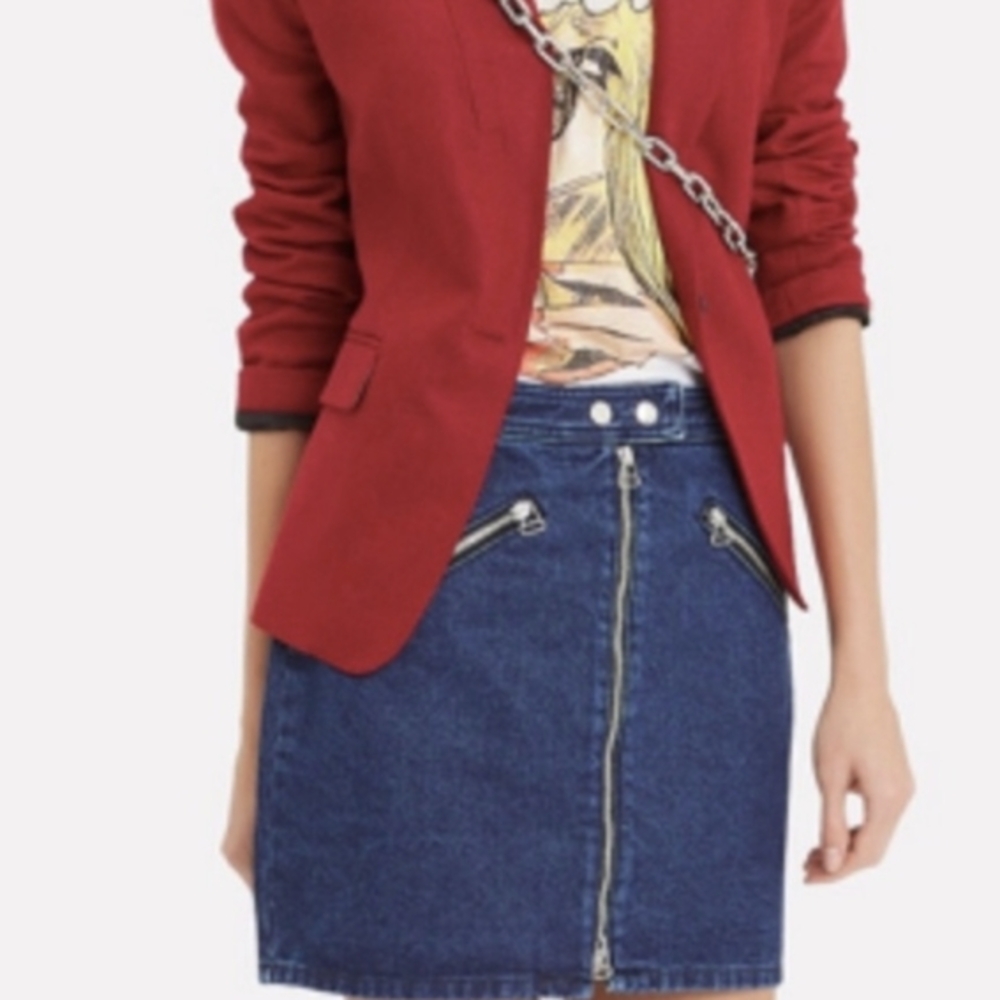 Rag & Bone Blue Gold Mini Pencil Skirt
